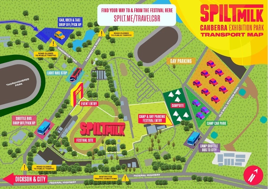 Spilt Milk Map for Exhibition Park in Canberra